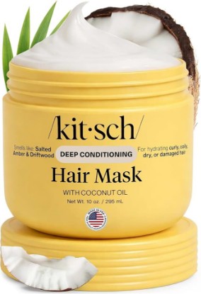 Picture of Kitsch Moisturizing Coconut Oil Hair Mask for Damaged Hair – 10 oz | Deep Conditioner for Women – Curly Hair Products Friendly – Frizz-Reducing Hair Care for Curly, Coily & All Hair Types