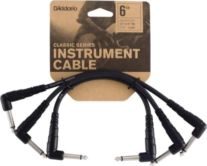 Picture of D'Addario Guitar Cable - Guitar Patch Cable - Instrument Cable - Guitar Accessories - Classic Series Cable - 0.5 Foot/152.4 MM - Right Angle - Dark Grey - 3 Pack