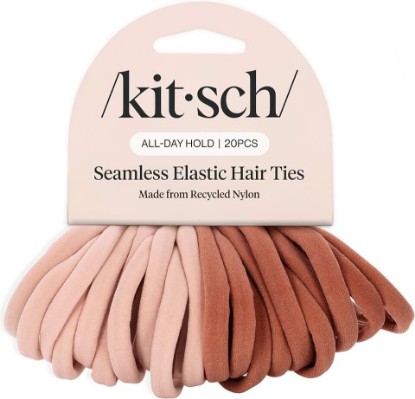 Picture of Kitsch Elastic Hair Ties No Damage | Stretchable Hair Bands - Blush 20pcs | Strong All-Day Hold Hair, Rubber Bands For Hair, Ponytail Holders | Hair Accessories for Everyday Use
