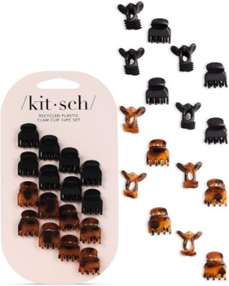 Picture of Kitsch Mini Hair Clips for Women - Tortoise & Black, 16 Pcs | Stays In Place Without Pulling or Snagging, Durable & Sturdy Plastic Small Hair Clips For Bangs, Stylish Hair Accessories