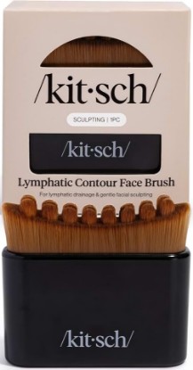 Picture of Kitsch Lymphatic Contour Face Brush - Facial Massage Brushes - Black | Hypoallergenic Bristles, Depuffing & Encourage Circulation, Face Brush for Lymphatic Drainage Brush, Ergonomic Contour Design