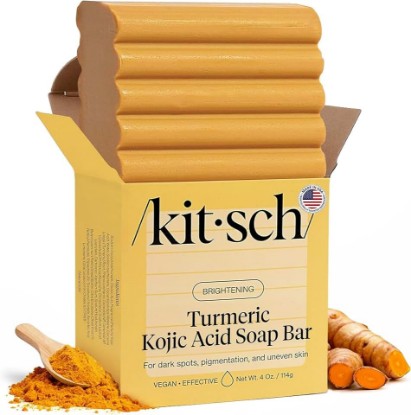 Picture of Kitsch Kojic Acid Soap – Turmeric Soap Bar – Made in USA, 4 oz | Brightening & Hydrating Body Wash & Face Wash for Dark Spots – with Hyaluronic Acid & Shea Butter for a Natural Glow