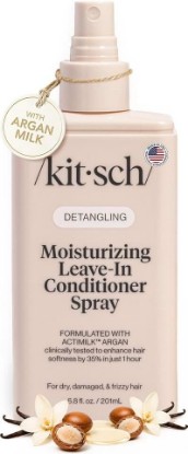 Picture of Kitsch Argan Milk Leave In Conditioner Spray - 6.8oz | Hair Detangler Spray for Curly, Wavy, Fine, Dry & Damaged Hair Deeply moisturizes, Enhances Hair Softness – Made in the USA