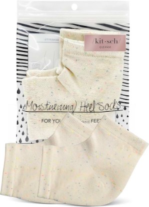 Picture of Kitsch Moisturizing Heel Socks for Cracked Heel Treatment - 1 Pair | Moisturizing Socks for Women & Men, Overnight Gel Socks with Insulated Gel Lining for Cracked Heels, Open-Toe Design