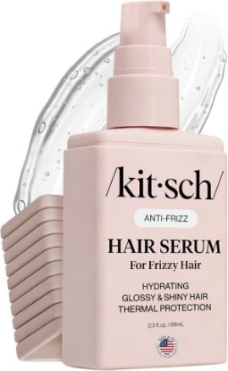 Picture of Kitsch Hair Serum For Frizzy Hair – With 450°F Thermal Protection - 2.3oz | Lightweight Hair Shine Spray, Adds Glossy Shine, Smooths Flyaways & Safe for Color Treated Hair – Made in USA