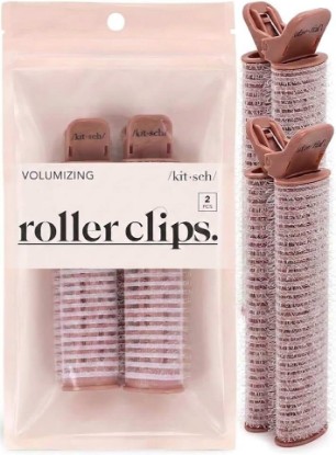 Picture of Kitsch Ceramic Volumizing Hair Clips For Styling for Women - 2pc Terracotta | Hair Rollers for Women & Volumed Curls, Volumizing Hair Clips, Hair Curlers for Effortless and Frizz-Free Curls That Last