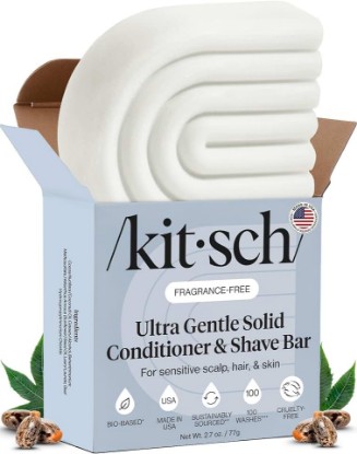Picture of Kitsch Ultra Sensitive 2-in-1 Conditioner Bar & Shaving Soap - 2.7 oz | Moisturizing & Anti-Irritation Bar Soap for Sensitive Scalp & Skin - 5 Ingredients Only, Scent Free Hair Care & Body Care [Amazon-developed Certification] Compact by Design