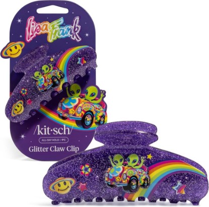 Picture of Lisa Frank x Kitsch Glitter Hair Clip for Women - - Zoomer and Zorbit, 1pc | Secure Hold Claw Clip – Sparkly Hair Accessories with Strong Grip, Comfortable For Everyday Wear – Recycled Marble Acrylic