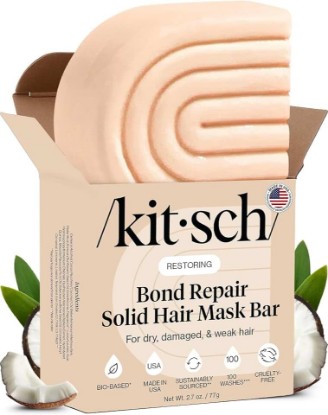 Picture of Kitsch Bond Repair Hair Mask for Damaged Hair & Dry Hair - 2.7 oz | Strengthening Bond Repair Hair Treatment to Restore and Replenish - Solid Hair Care for All Hair Types - Made in USA [Amazon-developed Certification] Compact by Design