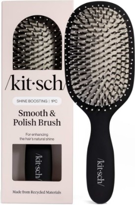 Picture of Kitsch Smooth & Polish Hair Brushes For Women and Men - Black | Hairbrush For Women | Dual Bristle Detangler Brush – Vegan Boar & Nylon Hair Brush w/ Cushioned Pad for Scalp Massage
