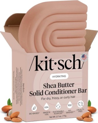 Picture of Kitsch Shea Butter Conditioner Bar Soap for Hair Care – Made in USA, 2.7 oz | Hydrating Hair Conditioner for Women & Men - Restore Hair’s Moisture, Tame Unwanted Frizz – Paraben, Silicone & Sulfate Free [Amazon-developed Certification] Compact by Design