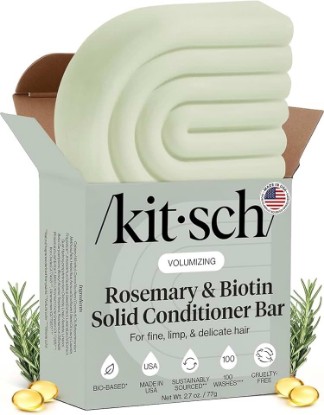 Picture of Kitsch Rosemary & Biotin Conditioner Bar Soap for Hair Growth - 2.7 oz | Volumizing, Hydrating & Cleansing - Thickening Hair Conditioner for Women & Men - Paraben, Silicone & Sulfate Free Hair Care [Amazon-developed Certification] Compact by Design