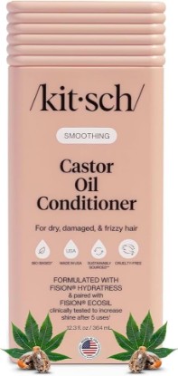 Picture of Kitsch Castor Oil Conditioner for Women & Men – Made in USA – 12.3 oz | Nourishing Hair Conditioner – Smooths Dry, Damaged & Frizzy Hair – Paraben, Silicone & Sulfate Free – Bio-Based Hair Care
