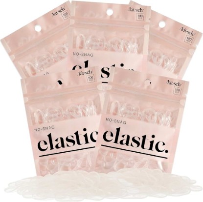 Picture of Kitsch Hair Ties No Damage for Kids, Teens and Women - Clear, 500pcs | Stretchable Hair Rubber Bands for Hair Styling | No Snag Hair Elastics | Daily Hair Accessories