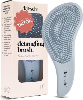 Picture of Kitsch Detangle Brush – Gentle Curly Hair Brush All Hair Types - Haze Blue | Flexible Bristles for All Hair Types - Dry or Wet Detangling Hair Brush for Women & Men, Detangle Brush for Adults & Kids