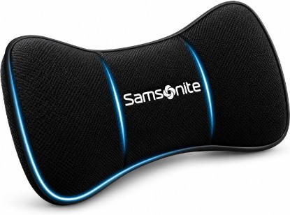 صورة Samsonite Car Neck Pillow – Memory Foam Car Seat Headrest Cushion, Ergonomic Neck Support for Driving, Comfortable Head Rest for Long Trips, Travel Pillow for Cars & Office Chairs, Black