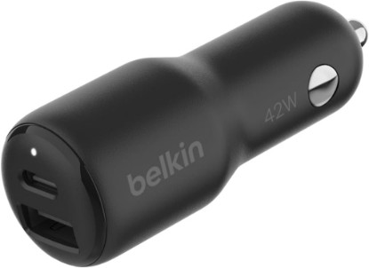 صورة Belkin BoostCharge 42W Dual Port Fast Car Charger, USB-C & USB-A | 30W USB-C PD plus 12W USB-A, fast charges iPhone 16, Galaxy S26, Pixel 10, Nintendo Switch 2, compact