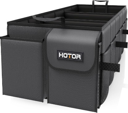 Picture of HOTOR Trunk Organizer - Foldable Car Organizer for SUVs & Sedans Storage | Sturdy Car Organization for Men & Women, Car Accessories, Tools, Sundries, Black, 3 Compartments, 35.4" x 14.2" x 10.6"