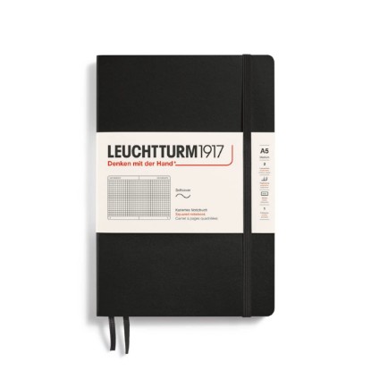 Picture of LEUCHTTURM1917 Notebook Softcover Medium A5-123 Numbered Pages for Writing and Journaling (Squared, Black)