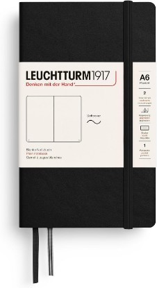 Picture of LEUCHTTURM1917 Notebook Softcover Pocket A6-123 Numbered Pages for Writing and Journaling (Plain, Black)