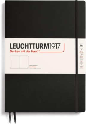 Picture of LEUCHTTURM1917 Notebook Hardcover Master Slim A4+ - 123 Numbered Pages for Writing and Journaling (Black, Plain)