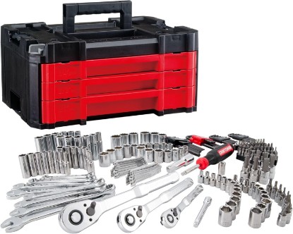 Picture of CRAFTSMAN 230 Pcs Mechanics Tool Set, Socket Wrench Set, Car Tool Kit with VERSASTACK Toolbox, SAE and Metric,1/4 in, 3/8 in, and 1/2 Drive, Short and Long Arm Hex Keys (CMMT45306)
