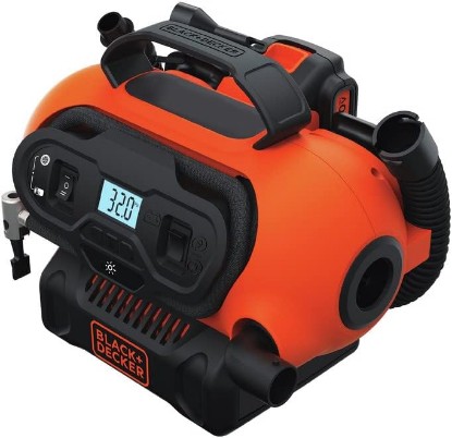 Picture of BLACK+DECKER Tire Inflator Portable Air Compressor, Air Pump for Inflatables, 3 Modes: Electric Outlet, 12V Car Adapter and Cordless 20V MAX, Battery Sold Separately (BDINF20C)