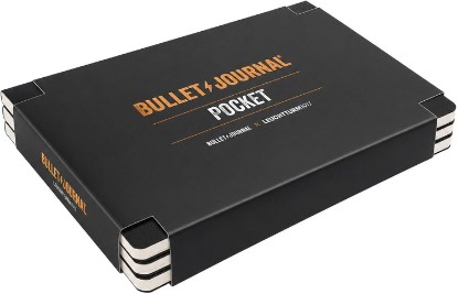 Picture of LEUCHTTURM1917 371123 Bullet Journal Pocket, 14,3x10,3 cm, 46 numbered double pages, Dotted, Black, 3-Pack