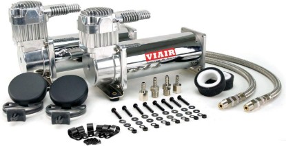 Picture of VIAIR 444C Dual Air Compressor for Air Suspension (2 Pack) 12V Continuous Duty Cycle Compressor for Air Tanks, Bags & Air Horns 200 PSI (Chrome)