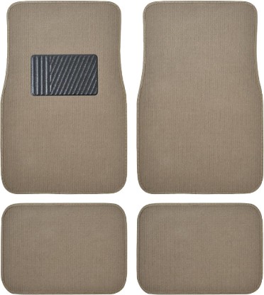 Picture of BDK Premium Medium Beige Carpet Floor Mats for Cars - Universal Fit Interior 4-Piece Car Mats Full Set with Vinyl Heel Pad Protector - Cute Car Accessories Interior Floor Covers for SUVs & Trucks