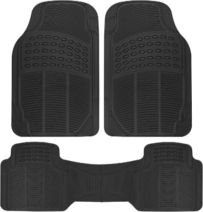 Picture of BDK ProLiner Car Floor Mats for Cars Trucks SUV, 3-Piece All-Weather Heavy Duty Rubber Liners with Universal Trimmable Fit, Durable Waterproof Vehicle Auto Floor Mats with Capture Ridges Black