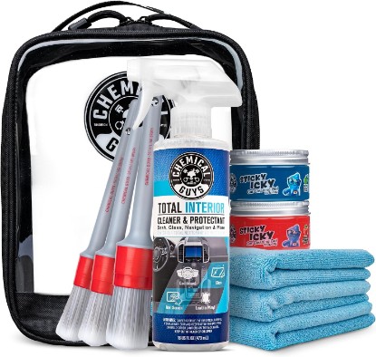 Picture of Chemical Guys 10-Piece Interior Cleaning Kit, Cleaner, Brushes, Gel & Bag | Reaches vents, seams and screens most sprays miss, a complete set to detail every surface, and a solid gift