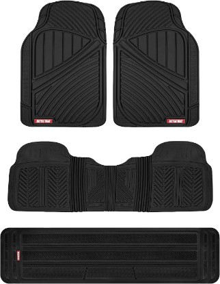 Picture of Motor Trend 3 Row Odorless Rubber Floor Mats & Liners for Car SUV Van, Durable Heavy Duty Polymerized Latex Full Interior Protection, Extra-High Ridgeline Design, Black, Model Number: MT-773-801-BK