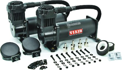 Picture of VIAIR 444C Dual Air Compressor for Air Suspension (2 Pack) 12V Continuous Duty Cycle Compressor for Air Tanks, Bags, Air Horns 200 PSI (Stealth Black)