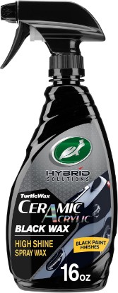 Picture of Turtle Wax Hybrid Solutions Ceramic Black Car Wax Spray, 16 oz. (Pack of 1) | Restores Appearance of Black Car Paint, Acrylic UV & Ceramic Coating Protection, Extreme Water Beading, High Gloss Shine