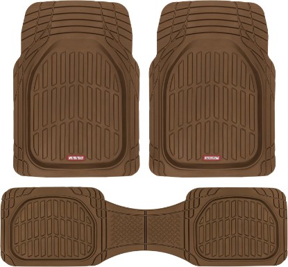 Picture of Motor Trend FlexTough Deep Dish All-Weather Floor Mats, Waterproof Trim-To Fit Mats for Cars, Trucks, SUVs - Universal Automotive Floor Liners, Car Accessories, Brown