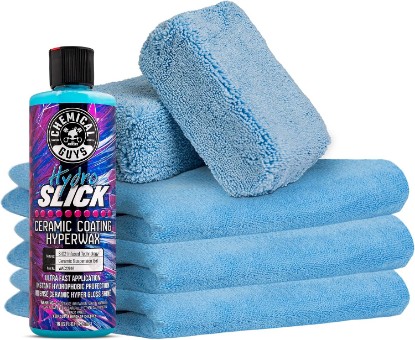 Picture of Chemical Guys HydroSlick HyperWax Ceramic Coating Gel Kit, 6-Piece Set | Ceramic gel lays down deep gloss and hydrophobic protection, with two applicators and three Workhorse towels