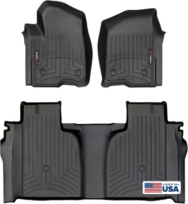 Picture of WeatherTech FloorLiners fits 2019-2026 Chevrolet Silverado 1500 / 2500HD / 3500HD, GMC Sierra 1500 / 2500HD / 3500HD - Crew Cab (1st & 2nd Row) Black