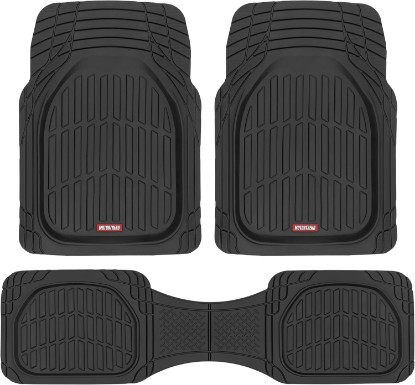 Picture of Motor Trend FlexTough Floor Mats for Cars, Black Deep Dish All-Weather Car Mats, Waterproof Trim-to Fit Automotive Floor Mats for Cars Trucks SUV, Universal Floor Liner Car Accessories