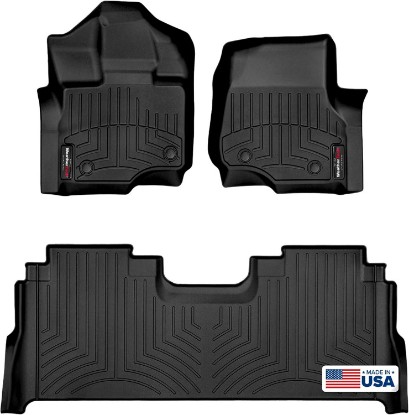 Picture of WeatherTech FloorLiners fits 2021-2026 Ford F-150 / Raptor, 2022-2023 Lightning - SuperCrew (1st & 2nd Row) Black