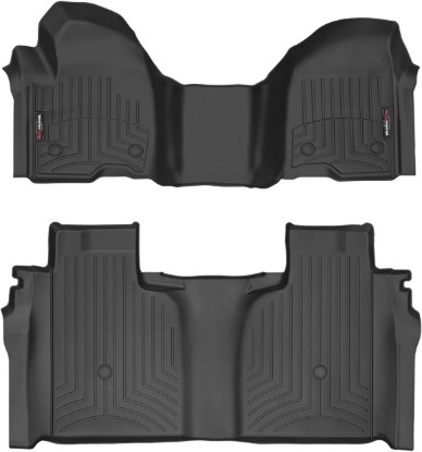 Picture of WeatherTech Custom Fit FloorLiners for Chevrolet Silverado 1500 LTD, Silverado 2500HD/3500HD, Sierra 2500HD / 3500HD - 1st Row (OTH) & 2nd Row (4414911-4414363), Black