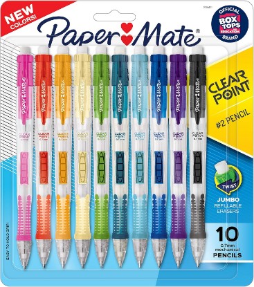 Picture of Paper Mate Clearpoint Mechanical Pencils, 0.7mm HB #2 Pencil Lead, 2 Pencils, Assorted Fashion Barrel Colors, 10 Count - Back to School Essentials, Note-Taking, Teacher Supplies