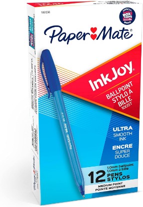 Picture of Paper Mate InkJoy 100ST Ballpoint Pens, (1.0mm ) Medium Point, Blue, Box of 12 (1951256)