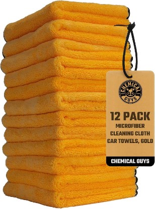 Picture of Chemical Guys Professional Microfiber Towels, 16 x 16 in, Gold, 12 Pack | Ultra-soft, scratch-free towels to buff wax, dry panels and clean glass and interiors, machine washable