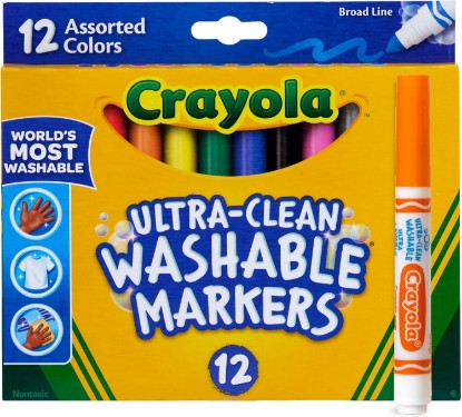 Picture of Crayola Broad Line Markers (12 Count), Washable Markers for Kids, Assorted Colors, Arts & Crafts Supplies, For Coloring Books & Art Projects, Ages 3+
