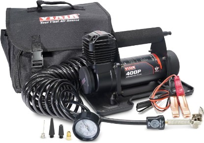 Picture of VIAIR 400P EF Enhanced Flow - 40143 Tire Inflator Portable Offroad Air Compressor for Truck & SUV | 12V On/Off Road Tire Pump Air Compressor | 150 PSI (SAE, Alligator Clips)