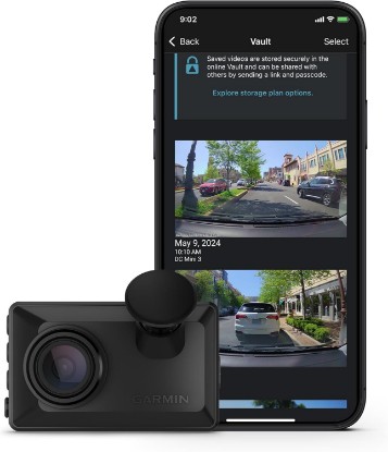 صورة Garmin Dash Cam™ X110, Compact 1080p HD Dash Cam with a 140-degree Field of View, Built in Clarity™ Polarizer, Voice Controlled, GPS, 2.4” Display, Automatic Recording (Renewed)