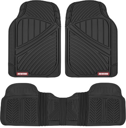 Picture of Motor Trend FlexTough Performance All Weather Rubber Car Floor Mats - 3 Piece Floor Mats Automotive Liners for Cars Truck SUV, Heavy-Duty Waterproof (Black)