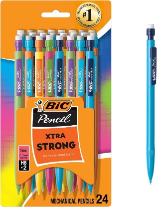 Picture of BIC Xtra Strong Mechanical Pencils with Erasers, Thick Point (0.9mm), 24-Count, Mechanical Pencils for School or Office Supplies
