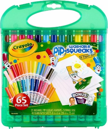 Picture of Crayola Pip-Squeaks Washable Markers 65ct, Coloring Art Supplies for Kids | Market Set, Coloring Set, Drawing Art Supplies for Kids, Spring Craft Kit, Travel Activity, Gifts for Kids